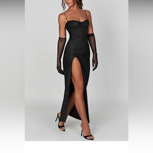 BABYBOO- TRIXIE MAXI DRESS- BLACK SPARKLE - Picture 2 of 4